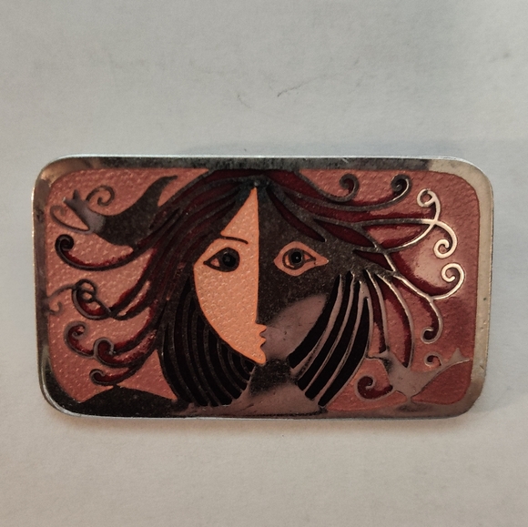 Vintage Art Nouveau Revival De Passille Sylvestre Enamel Brooch - Picture 11 of 11